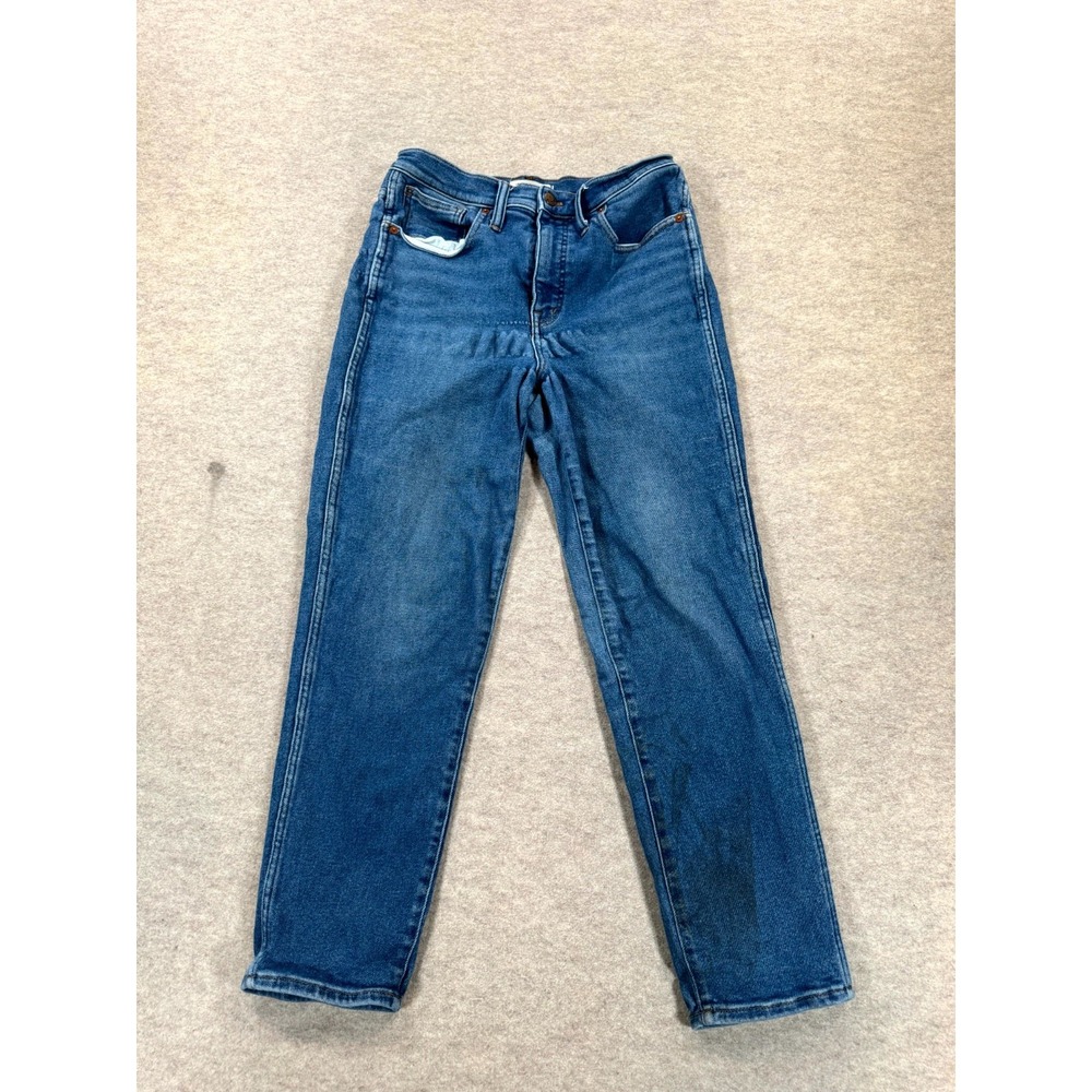 Madewell Stovepipe Jeans Womens 28 Blue Denim Leaside Wash Logo Cotton Stretch